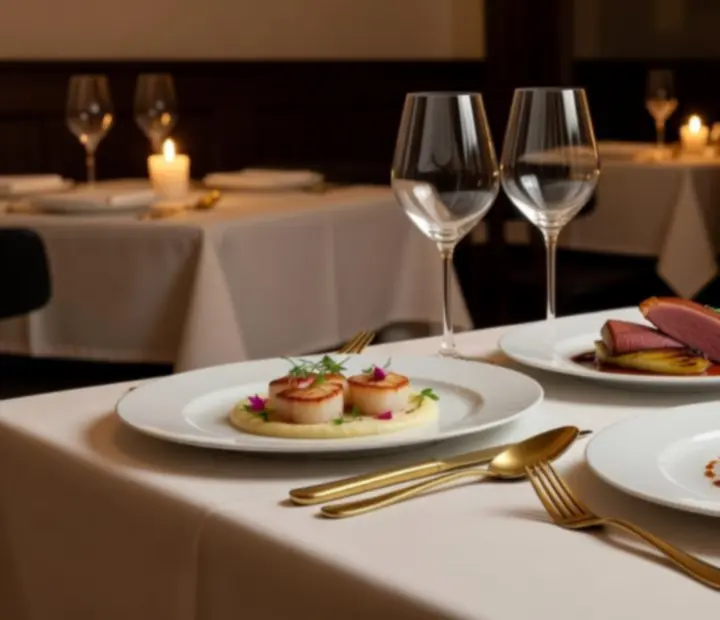Prachtig opgemaakte culinaire gerechten geserveerd op fijn servies