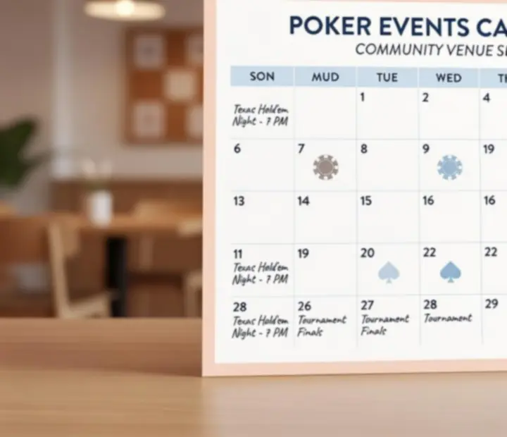 Illustratieve kalender voor poker evenementen en pokernights