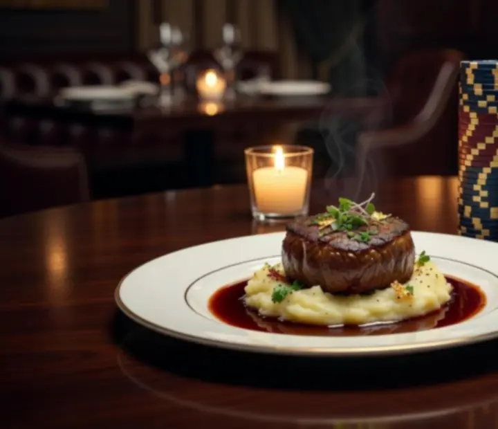 Sfeervol diner met kaarslicht, pokerchips en elegante tafelschikking